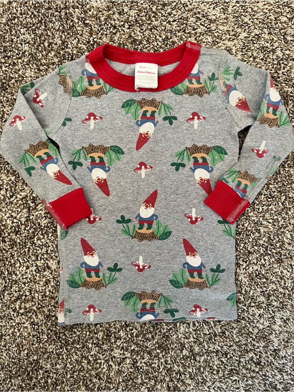 Hanna Andersson Gnome Mushroom Pajama Top Size 2T/85cm